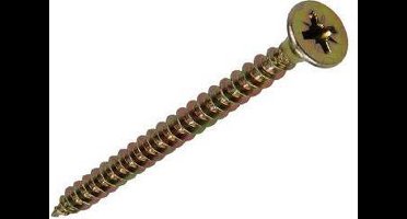 Houtschroeven. 5.0 x 50mm. lang. verzinkt. platkop. kruiskop. 100 stuks. Spaanplaatschroef. Sam.