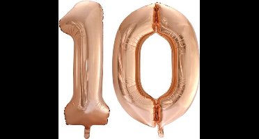 Folieballon nr. 10 Rosé Goud 86cm