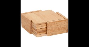 Lifetime Bamboe onderzetters - set van 7 - met houder - 10x10 cm - elegant design
