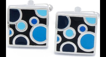 Manchetknopen - Vierkant met Blauwe Bollen