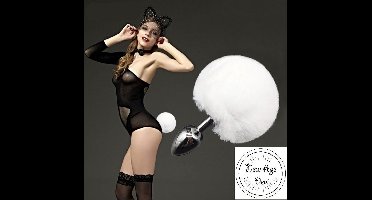New Age Devi - BunnyTail - Sexy Konijnenstaart - Schattig - Fluffy -Playful Fun Toys - Silver - Wit