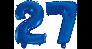 Folieballon 27 jaar blauw 86cm