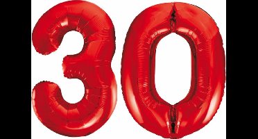 Folieballon 30 jaar rood 86cm