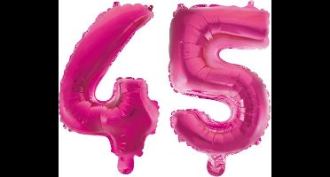 Folieballon 45 jaar roze 41cm