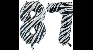 Folieballon 87 jaar zebra 86cm