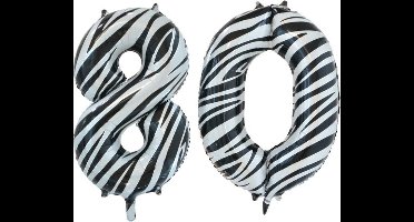 Folieballon 80 jaar zebra 86cm
