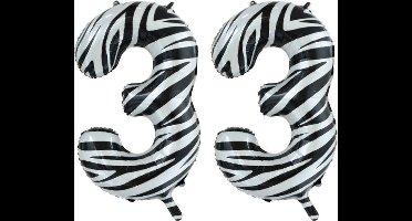 Folieballon 33 jaar zebra 86cm