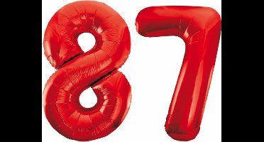 Folieballon 87 jaar rood 86cm