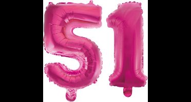 Folieballon 51 jaar roze 86cm
