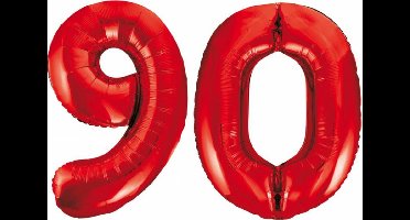 Folieballon 90 jaar rood 86cm