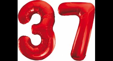 Folieballon 37 jaar rood 86cm