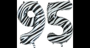 Folieballon 95 jaar zebra 86cm