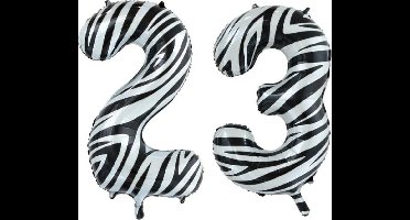 Folieballon 23 jaar zebra 86cm