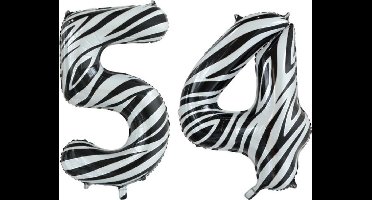 Folieballon 54 jaar zebra 86cm