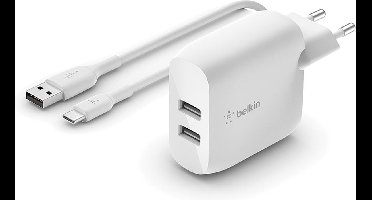 Belkin Dual USB Oplader 24W + 1m USB-C kabel
