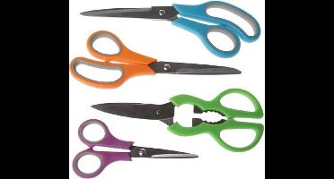 SCISSORS SET 4 ASSORTED 29X20XH2CMPUPRLE/GREEN/ORANGE/BLUE