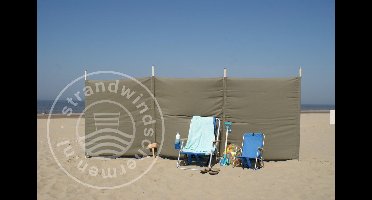 Strand Windscherm 4 meter dralon Effen Taupe met houten stokken
