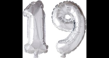 Folieballon 19 jaar zilver 86cm