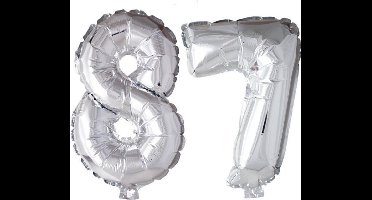 Folieballon 87 jaar zilver 86cm
