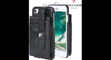 Zwart hoesje van Pierre Cardin - Backcover - Leer - voor iPhone 7-8 - Stijlvol - Luxe cover