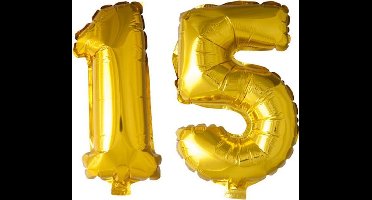 Globos Europe Folieballon Cijfer 15 Goud - 41cm - 2 stuks