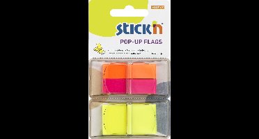 Stick'n Index Tabs - 45x12mm - Neon Oranje/Magenta - 45x25mm - Neon Geel - 130 Memoblaadjes