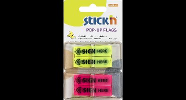 Stick'n Indextabs Handtekening - 45x12mm - Neon Geel/Magenta - 4x30