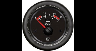 VETUS Voltmeter - 12V - zwart/chroom - inbouwmaat 52 mm
