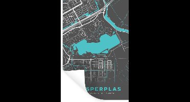 Muurstickers - Sticker Folie - Kaart - Amsterdam - Plattegrond - Water - Stadskaart - Gaasperplas - 20x30 cm - Plakfolie - Muurstickers Kinderkamer - Zelfklevend Behang - Zelfklevend behangpapier - Stickerfolie