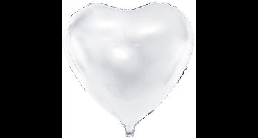 Folieballon Hart Metallic Wit - 45 cm