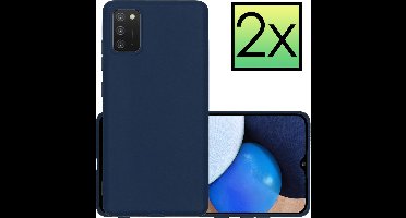 Hoesje - 2 Stuks - Geschikt voor Samsung Galaxy A02s - Sterk & Shockproof - Case Siliconen - Back Cover - Telefoon Hoes - Donkerblauw