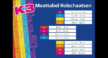 K3 - Rolschaatsen - Verstelbaar in 4 maten - Maat 34/37 - Met stopper - Blauw - Regenboog