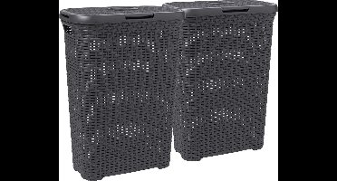 Curver Style Wasmand met deksel - 2x 40 liter - 2 stuks - Antraciet