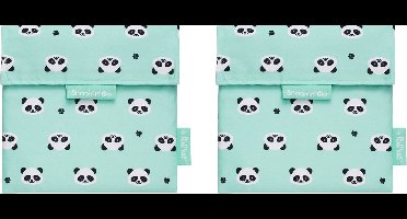 Snack'n'Go Icons Panda - Herbruikbaar Boterhamzakje en Snackverpakking - Sluiting met klittenband - BPA-vrij - Waterdichte binnenlaag - Wasbaar tot 60°C - 2 stuks