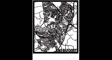 Hout-Kado Citymap Amersfoort - Zwart - Houten Stadskaart - Houten wanddecoratie - Plattegrond
