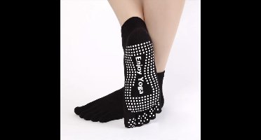 Yogasokken - Yoga sokken - Zwart - Maat 36-40 - Teensokken - Antislip - Pilatessokken - Sportsokken