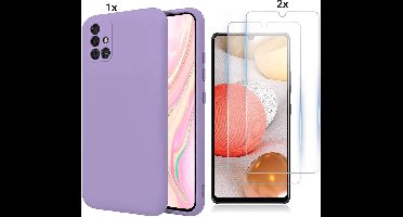Hoesje Geschikt Voor Samsung Galaxy A32 5G Hoesje Soft Nano Silicone Backcover Gel Lavendel Paars Met 2x Glazen Screenprotector