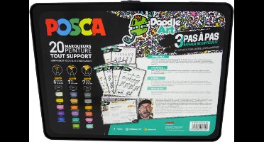 Uni Posca Doodle Art - Stiften & markers in koffer - Permanente inkt - 20 stuks