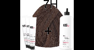 Kis KeraCream Color - 100ml - Haarverf Set - 7H Medium hazelnoot blond | KIS - (3 x haarverf & 1L waterstofperoxide)