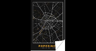 Poster Black & gold - Poperinge - Stadskaart - Plattegrond - Kaart - 20x30 cm