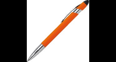 Aluminium Balpen Met Stylus Functie En Een Rubberised Afwerking - Oranje - 12 Stuks