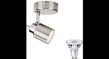 Philips Meranti Opbouwspot (Mat Chroom) - Warmwit Licht - Wandspot of Plafondspot met 1 Lichtpunt - GU10 - Niet Dimbaar