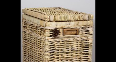 Wasmand - Rechthoek - 50x35xH65 - Met binnenzak - Riet - Rotan - Naturel