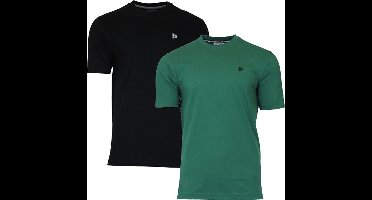 2-Pack Donnay - T-shirt (Vince) - Sportshirt - Heren - Black/Forest green (428) - maat XL