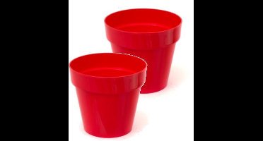 Bloempot Rond Cube Shine 17cm KORAALROOD Prosperplast / 2 STUKS ! /