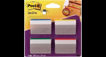 Post-it® Index Strong - Voor Hangmappen - Blauw, Groen, Rood, Geel