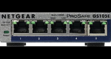 NETGEAR ProSAFE Unmanaged Plus Switch - GS105E - 5 Gigabit Ethernet poorten