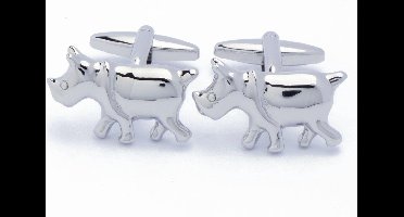 Manchetknopen - Neushoorn met Zachte Hoeken Zilverkleurig