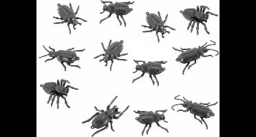 Chaks nep kever/insecten mix ophangbaar - 6 cm - zwart - 12x - decoratieve griezel beestjes