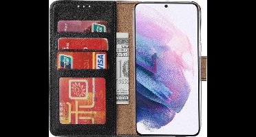 LuxeBass Boekhoesje geschikt voor OnePlus 9 Pro - Zwart gsm hoesje - telefoonhoes - telefoonhoesjes